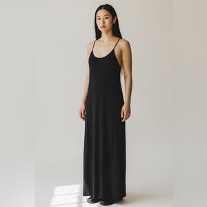 Velvet by Graham & Spencer Black Rayon Maxi Slip Dress Spaghetti‎ Strap Small